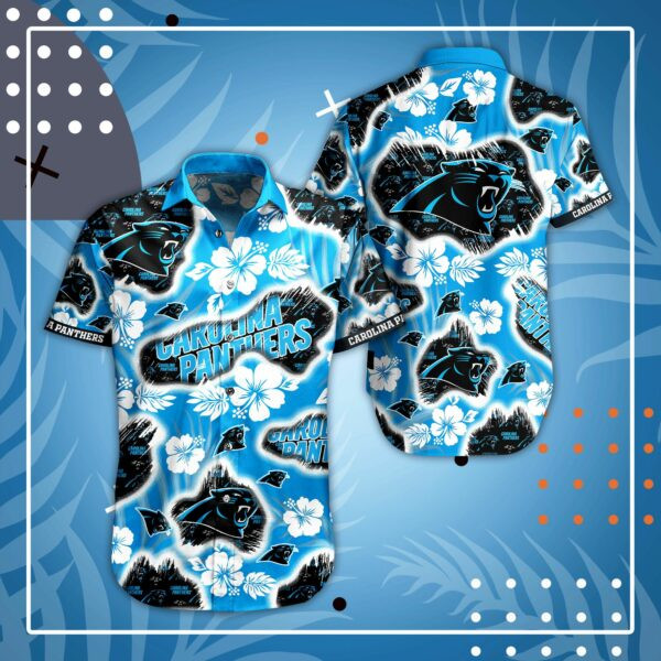 Carolina Panthers Logo Hawaiian Shirt Tropical Aloha Button Up