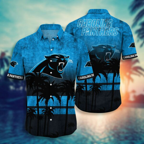 Carolina Panthers Logo Hawaiian Shirt Tropical Aloha Button Up