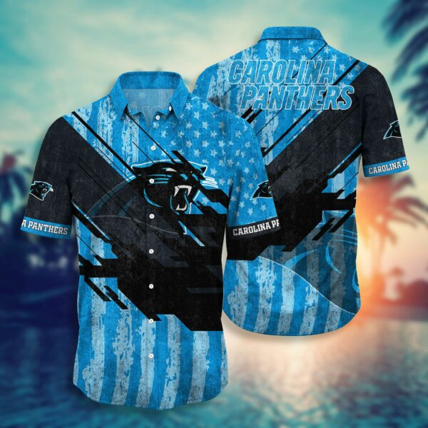 Carolina Panthers Logo Hawaiian Shirt Tropical Aloha Button Up