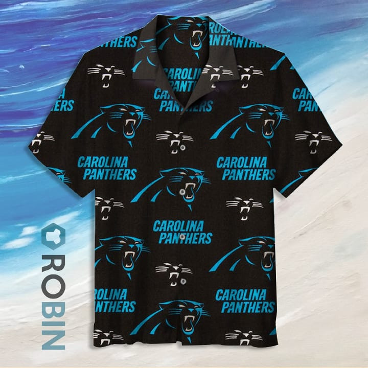Carolina Panthers Logo Hawaiian Shirt Tropical Aloha Button Up