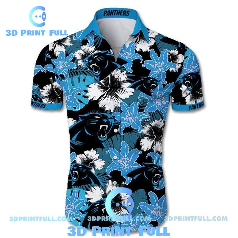 Carolina Panthers Logo Hawaiian Shirt Tropical Aloha Button Up