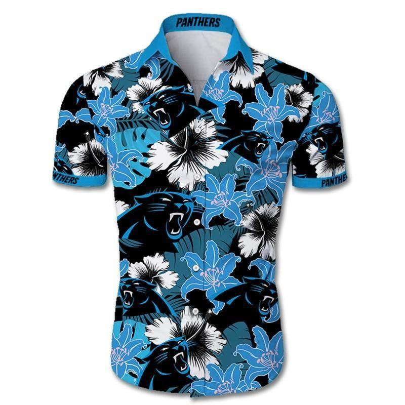 Carolina Panthers Logo Hawaiian Shirt Tropical Aloha Button Up