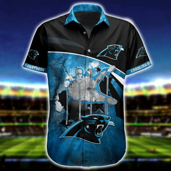 Carolina Panthers Logo Hawaiian Shirt Tropical Aloha Button Up