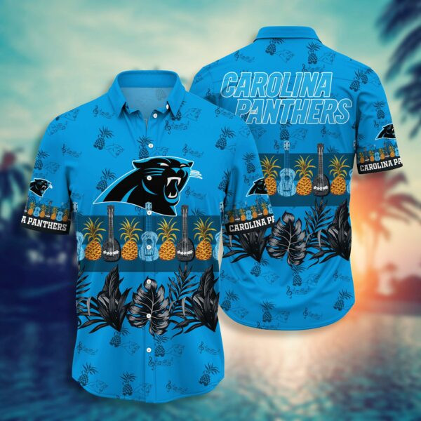 Carolina Panthers Logo Hawaiian Shirt Tropical Aloha Button Up