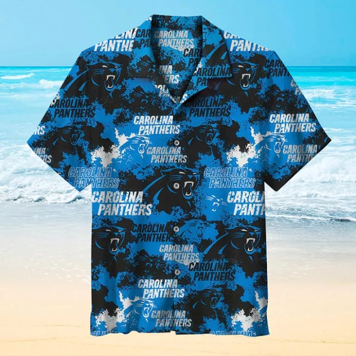 Carolina Panthers Logo Hawaiian Shirt Tropical Aloha Button Up