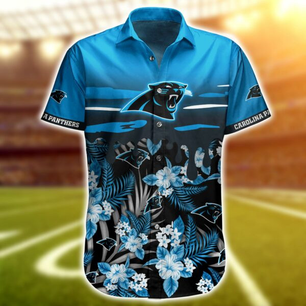 Carolina Panthers Logo Hawaiian Shirt Tropical Aloha Button Up
