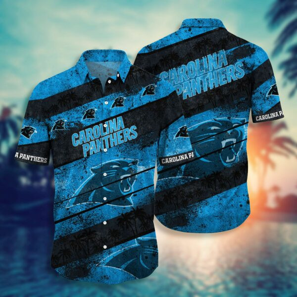 Carolina Panthers Logo Hawaiian Shirt Tropical Aloha Button Up