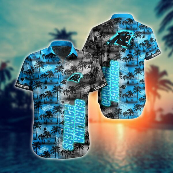 Carolina Panthers Logo Hawaiian Shirt Tropical Aloha Button Up
