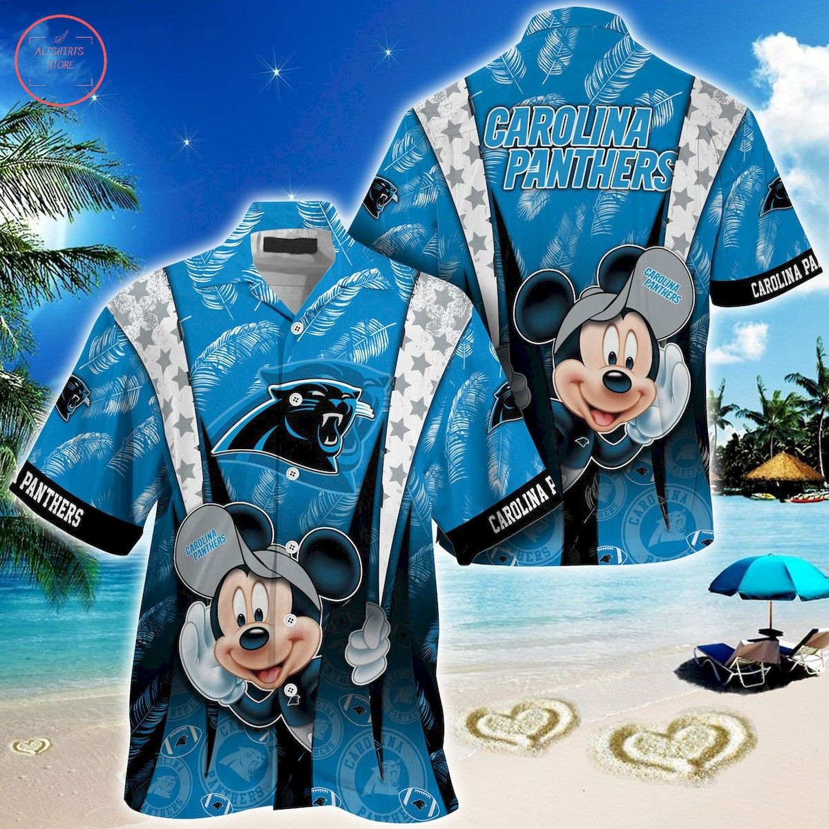 Carolina Panthers Mickey Mouse Ball Hawaiian Shirt Tropical Aloha Button Up