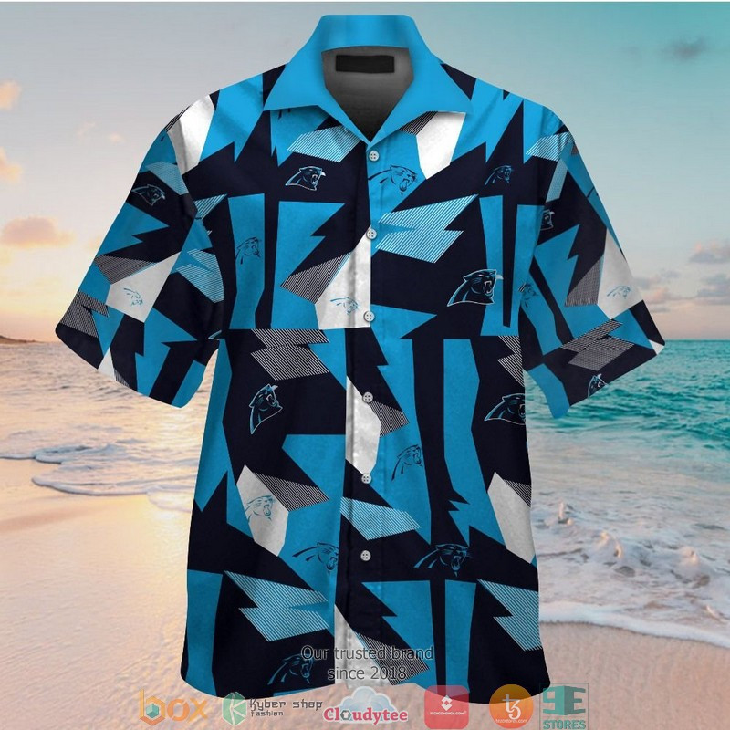 Carolina Panthers Navy Blue Hawaiian Shirt Tropical Aloha Button Up