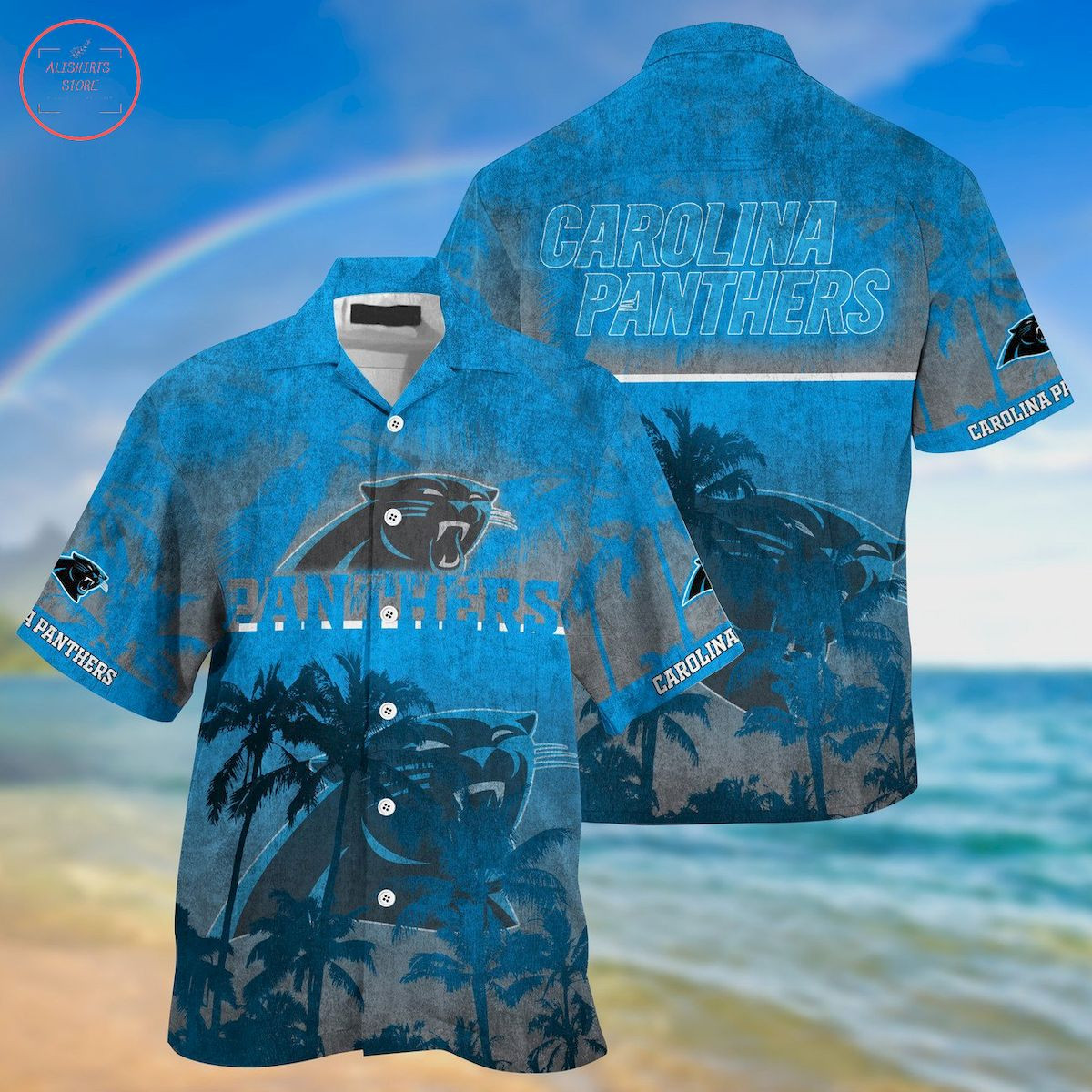 Carolina Panthers Palm Hawaiian Shirt Tropical Aloha Button Up