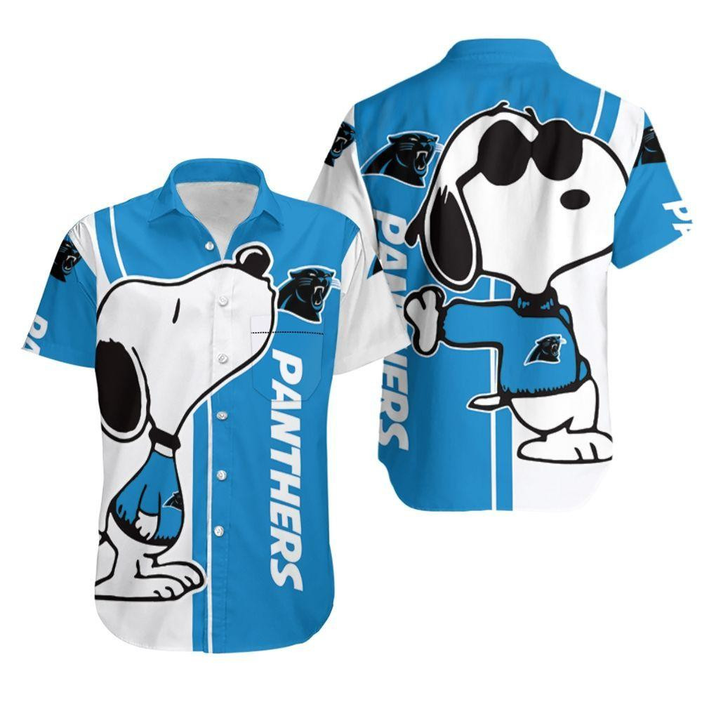 Carolina Panthers Snoopy Lover Hawaiian Shirt Tropical Aloha Button Up