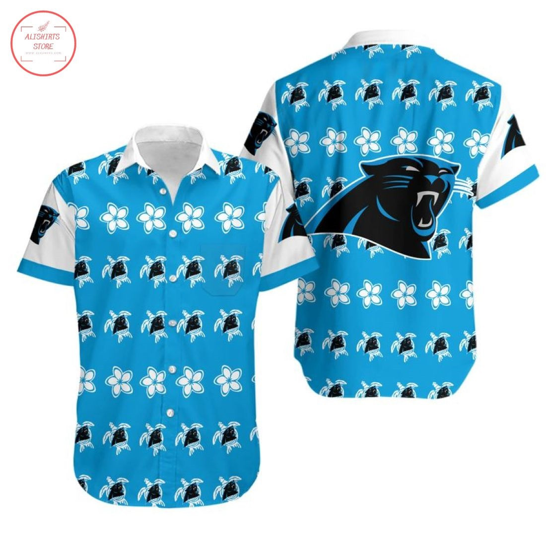 Carolina Panthers Turtle Hawaiian Shirt Tropical Aloha Button Up
