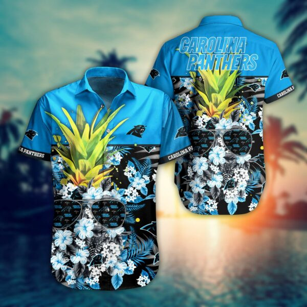 Carolina Pantherspineapple Hawaiian Shirt Tropical Aloha Button Up