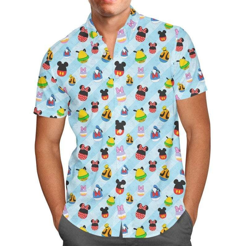 Cartoon Friends Easter Eggs Sweet Hawaiian Shirt Tropical Aloha Button Up