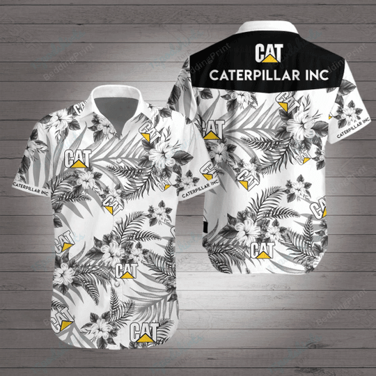 Caterpillar U Hawaiian Shirt Tropical Aloha Button Up