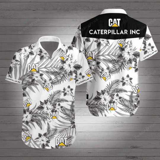 Caterpillar U Hawaiian Shirt Tropical Aloha Button Up