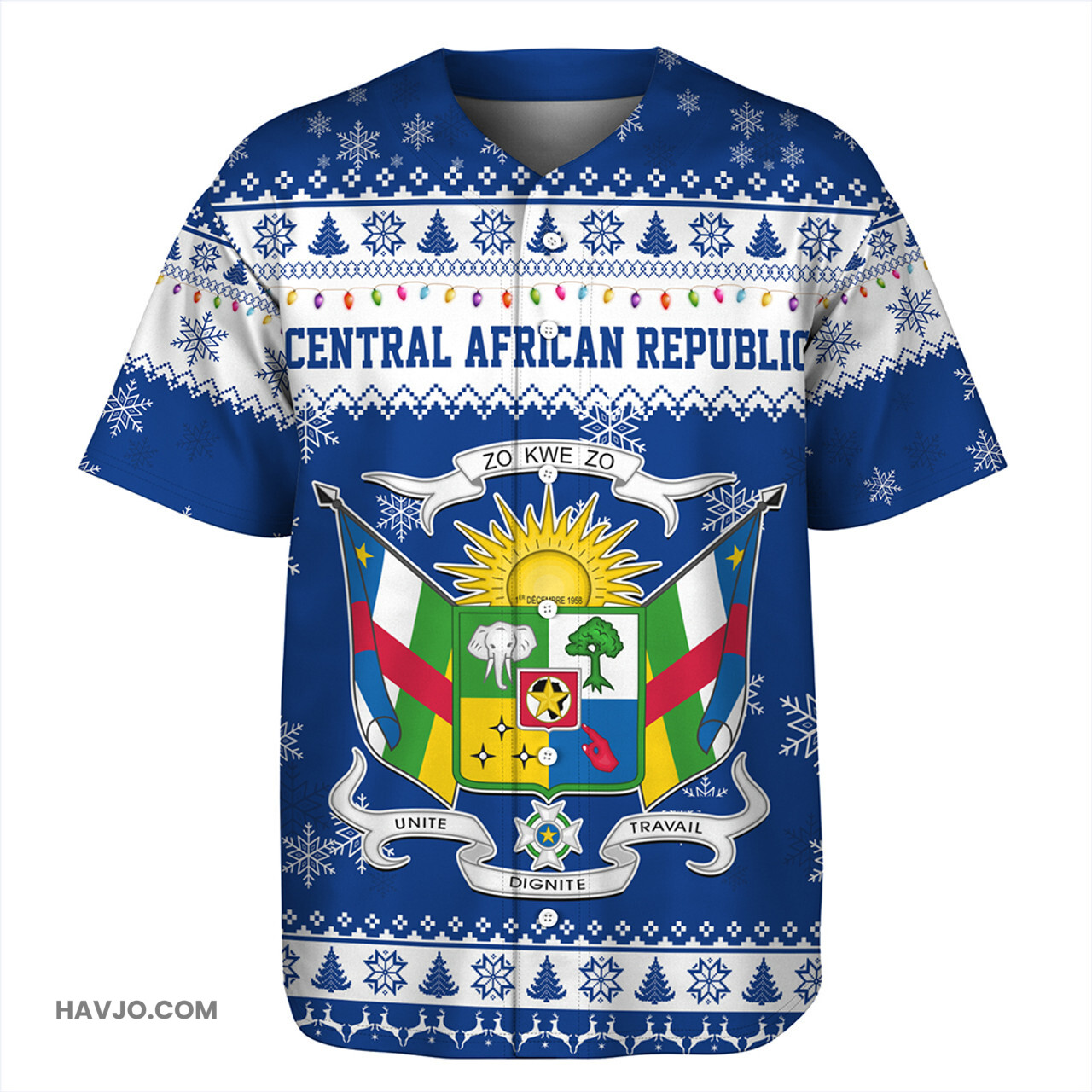 Central African Republic Christmas Style Pattern Baseball Jersey