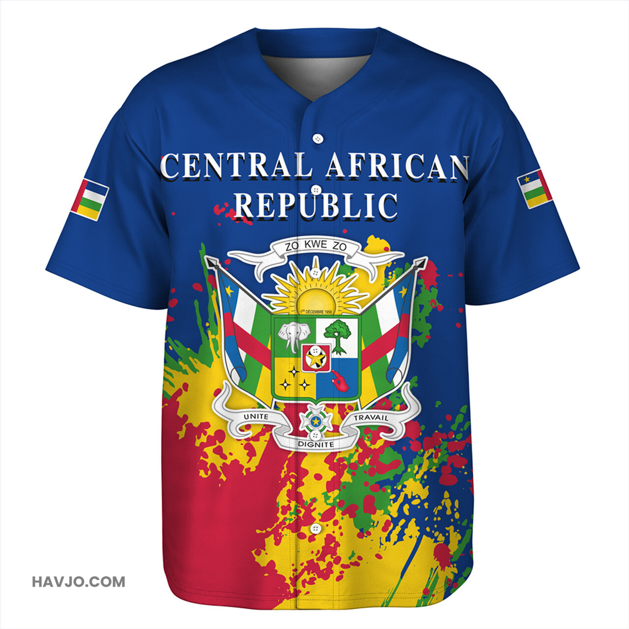 Central African Republic Spanit Style Baseball Jersey