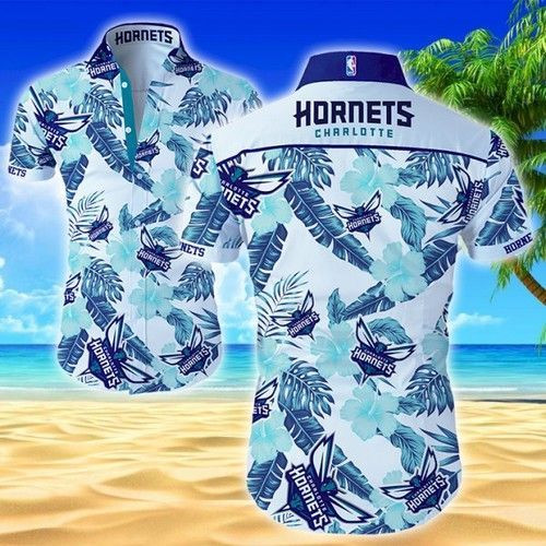 Charlotte Hornets Hawaiian Shirt Tropical Aloha Button Up