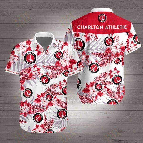 Charlton Athletic Hawaiian Shirt Tropical Aloha Button Up