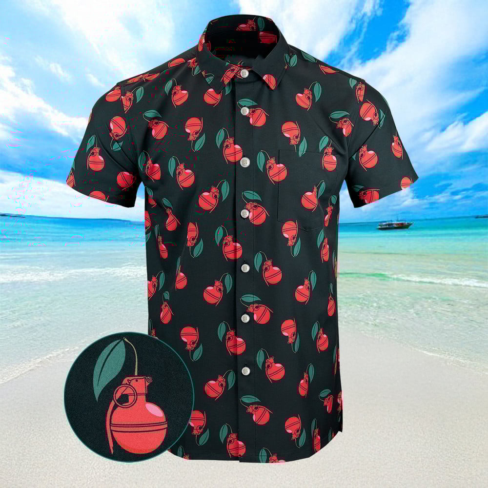 Cherry Bomb Hawaiian Shirt Summer Short Sleeve Button Up Shirts Gifts For Him