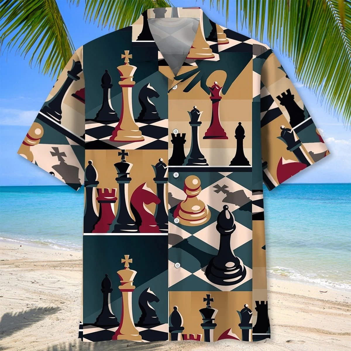 Chess Retro Poster Hawaiian Shirt Checkerboard Pattern Gifts For Chess Lovers Players
