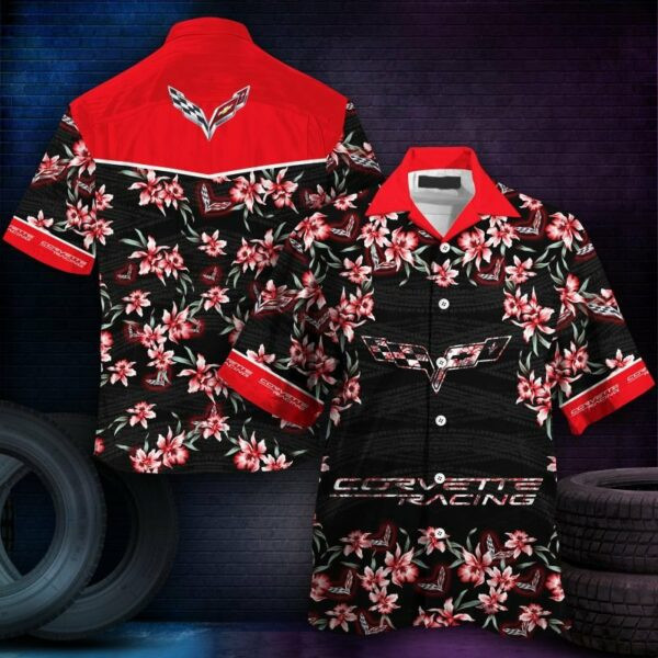 Chevrolet Corvette Hawaiian Shirt Tropical Aloha Button Up