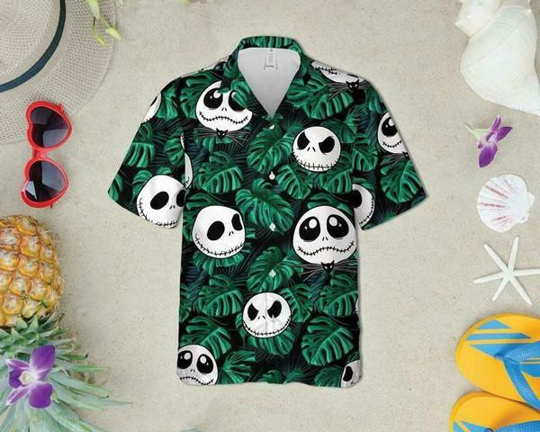 Chibi Jack Skellington Pumpkin King Hawaiian Shirt Tropical Aloha Button Up