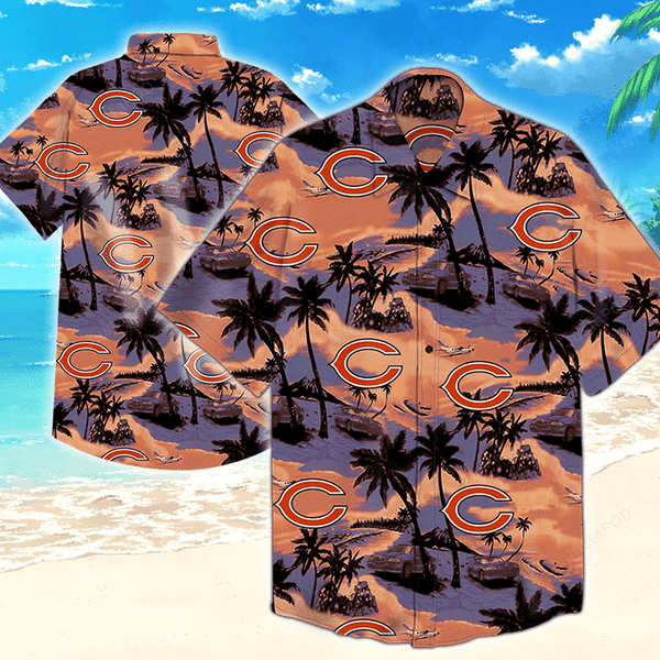 Chicago Bears Aloha Hawaiian Shirt Tropical Aloha Button Up