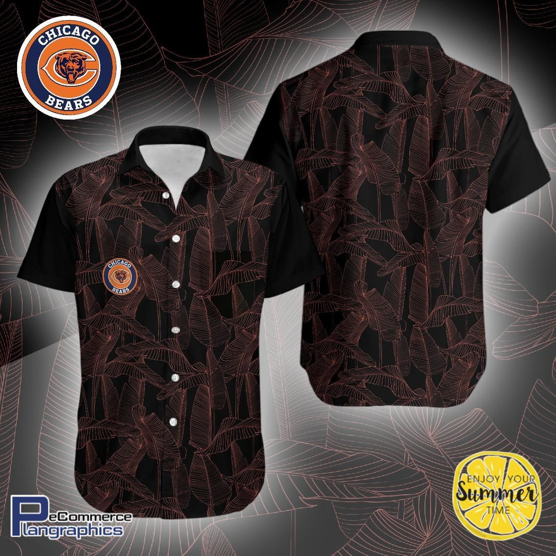 Chicago Bears Aloha Shirt Hawaiian Shirt Tropical Aloha Button Up