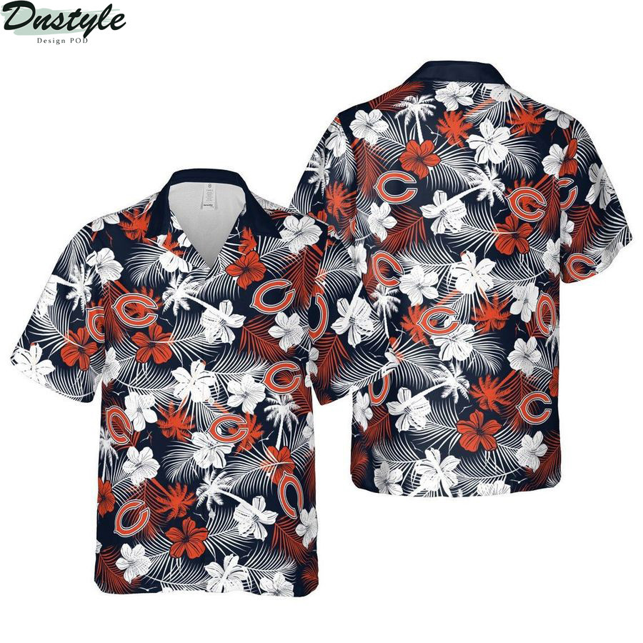 Chicago Bears Chicago Floral Football Hawaiian Shirt Tropical Aloha Button Up