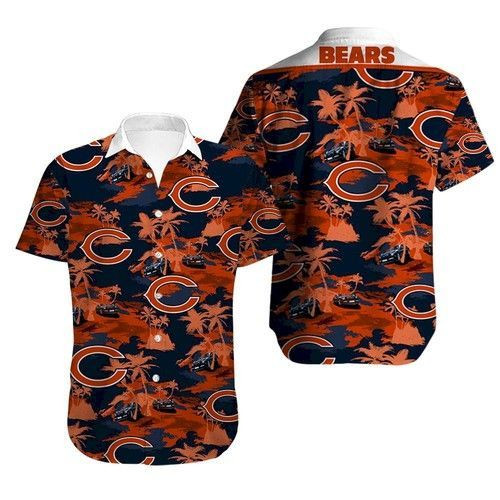Chicago Bears Hawaiian Shirt Tropical Aloha Button Up