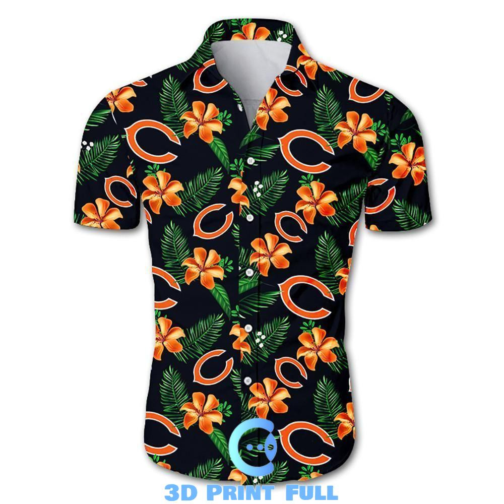Chicago Bears Hawaiian Shirt Tropical Aloha Button Up