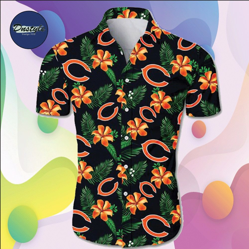 Chicago Bears Hawaiian Shirt Tropical Aloha Button Up