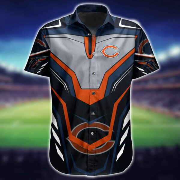 Chicago Bears Logo Hawaiian Shirt Tropical Aloha Button Up