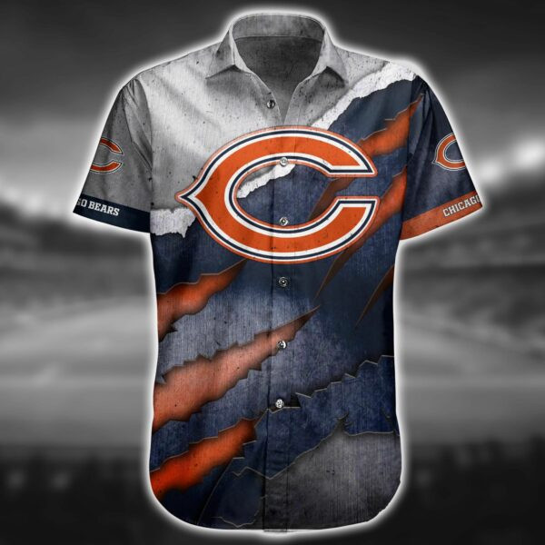 Chicago Bears Logo Hawaiian Shirt Tropical Aloha Button Up