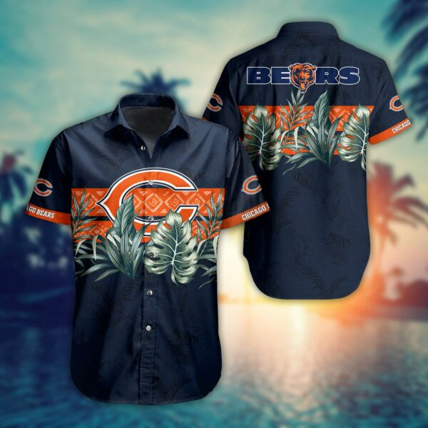 Chicago Bears Logo Hawaiian Shirt Tropical Aloha Button Up
