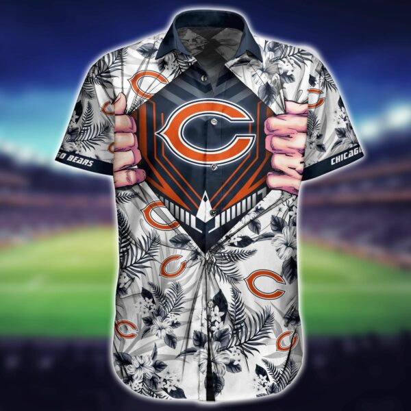 Chicago Bears Logo Hawaiian Shirt Tropical Aloha Button Up