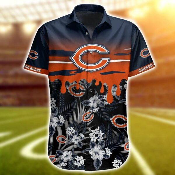Chicago Bears Logo Hawaiian Shirt Tropical Aloha Button Up