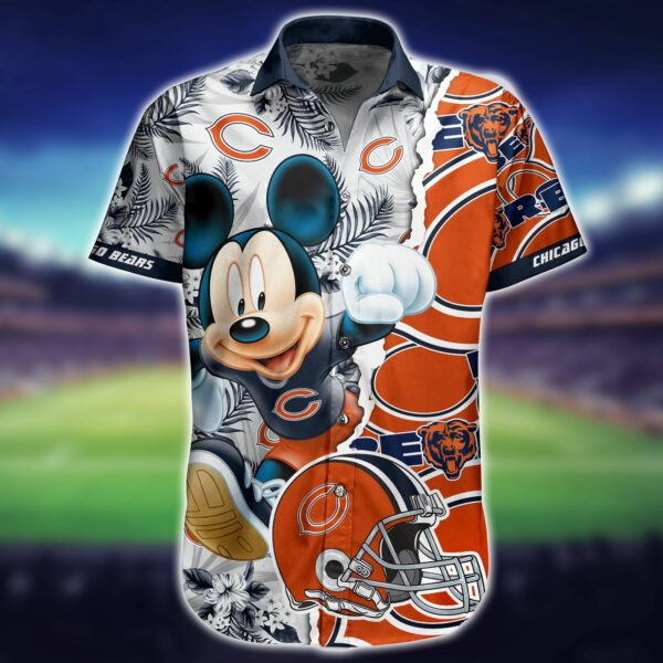 Chicago Bears Mickey Hawaiian Shirt Tropical Aloha Button Up