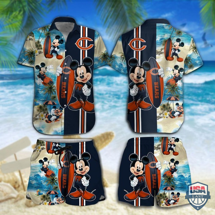 Chicago Bears Mickey Mouse Hawaiian Shirt Tropical Aloha Button Up
