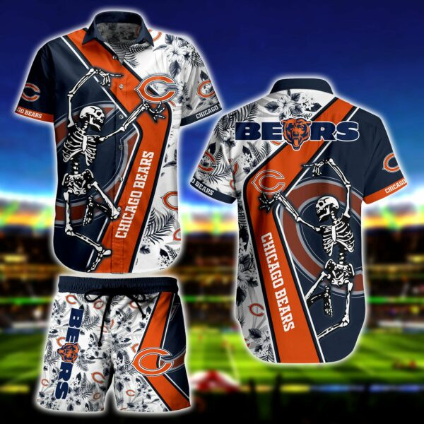 Chicago Bears Skeleton Dance Summer Hawaiian Shirt Tropical Aloha Button Up