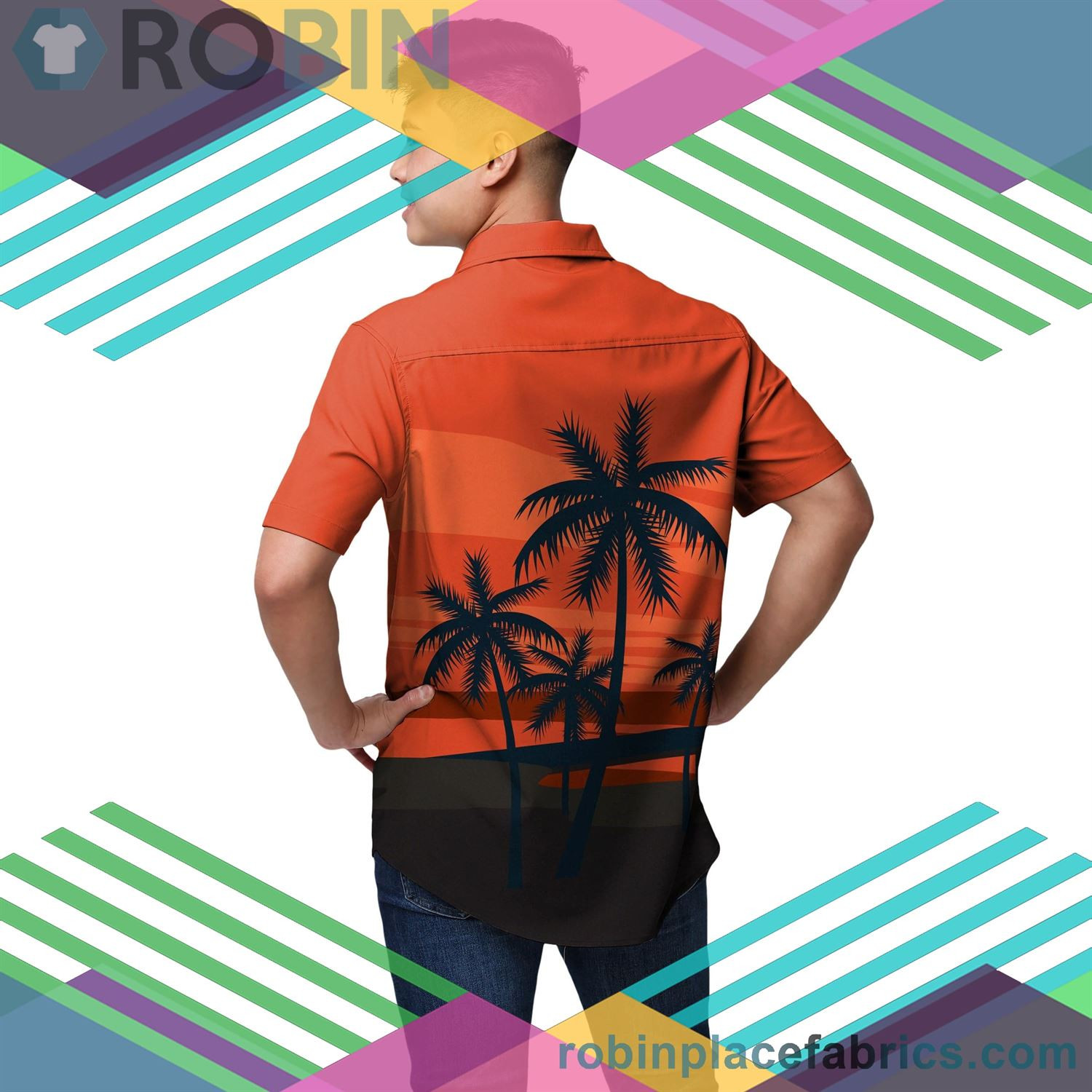 Chicago Bears Sunset Up Hawaiian Shirt Tropical Aloha Button Up