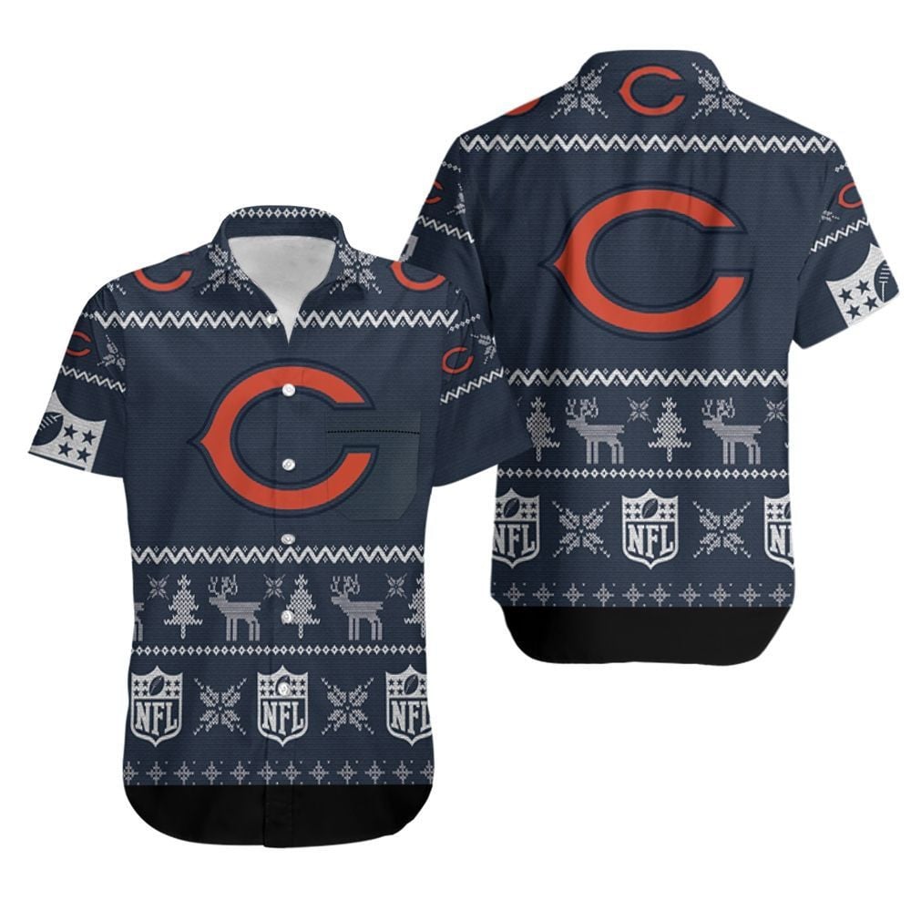Chicago Bears Ugly Sweatshirt Christmas 3d Hawaiian Shirt Tropical Aloha Button Up
