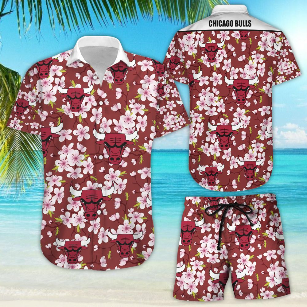 Chicago Bulls Hawaiian Shirt Tropical Aloha Button Up