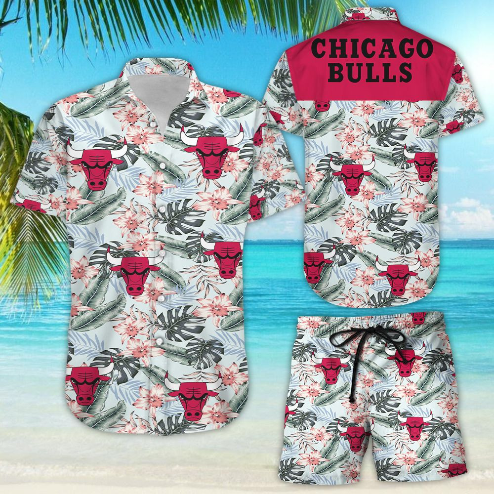 Chicago Bulls Tropical Flower Hawaiian Shirt Tropical Aloha Button Up