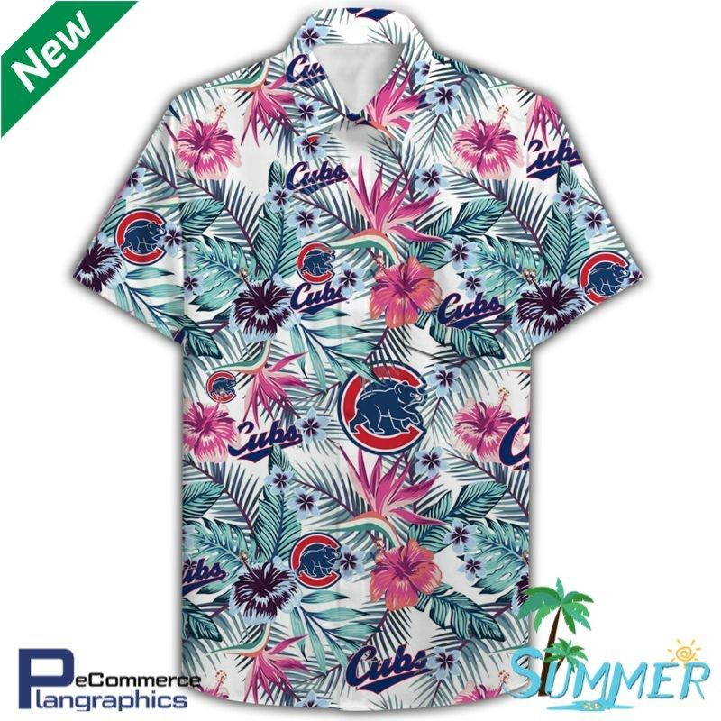 Chicago Cubs All Over Print Hawaiian Shirt Tropical Aloha Button Up