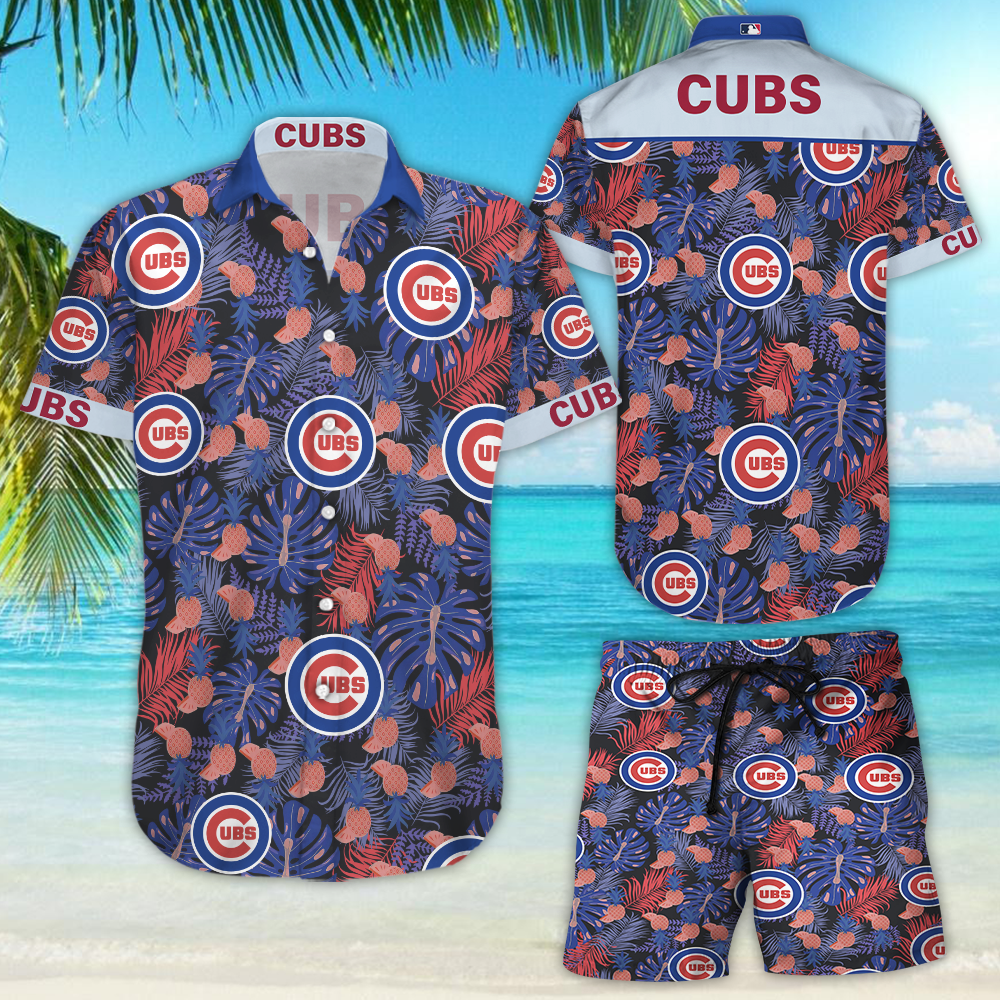 Chicago Cubs Hawaiian Shirt Tropical Aloha Button Up