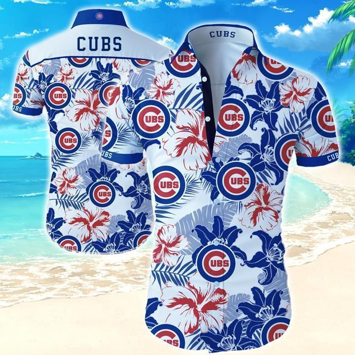 Chicago Cubs Hawaiian Shirt Tropical Aloha Button Up